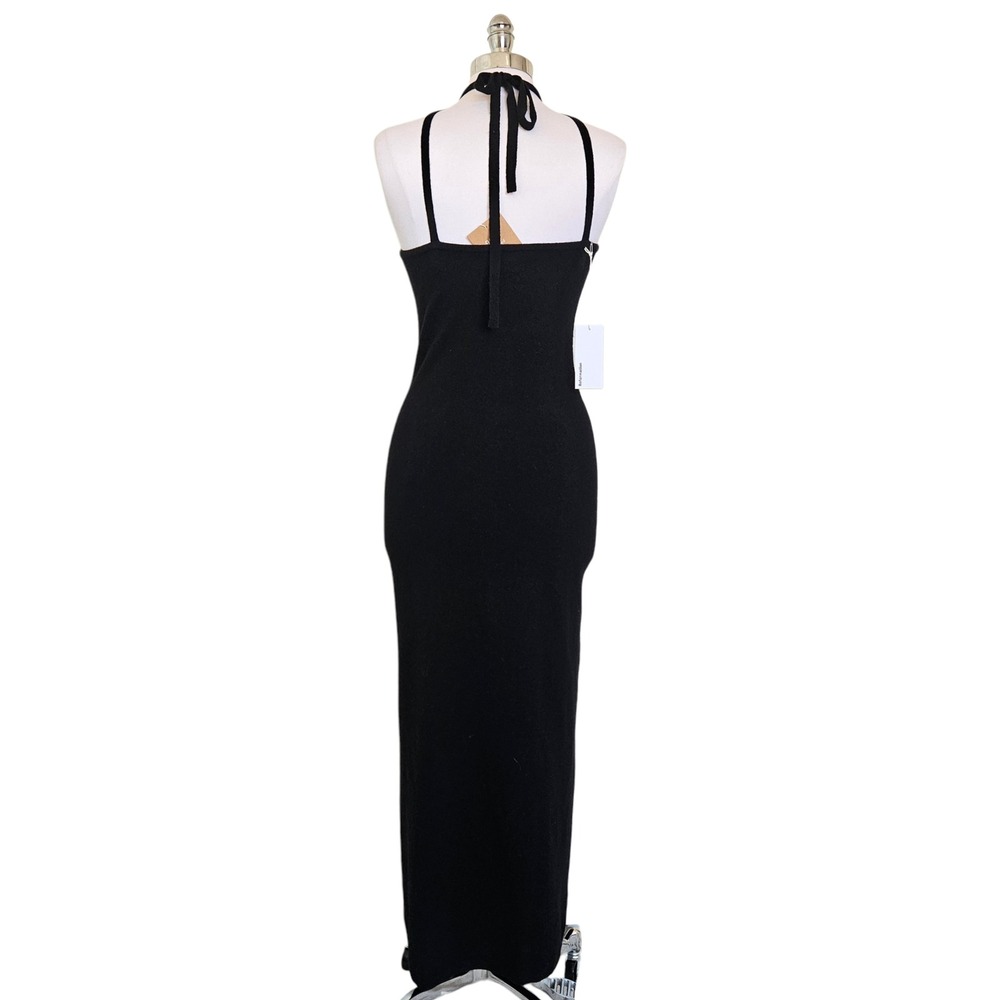 Reformation Ilaria Black Cashmere Rosette One Shoulder Maxi Dress NWT M - Picture 6 of 9